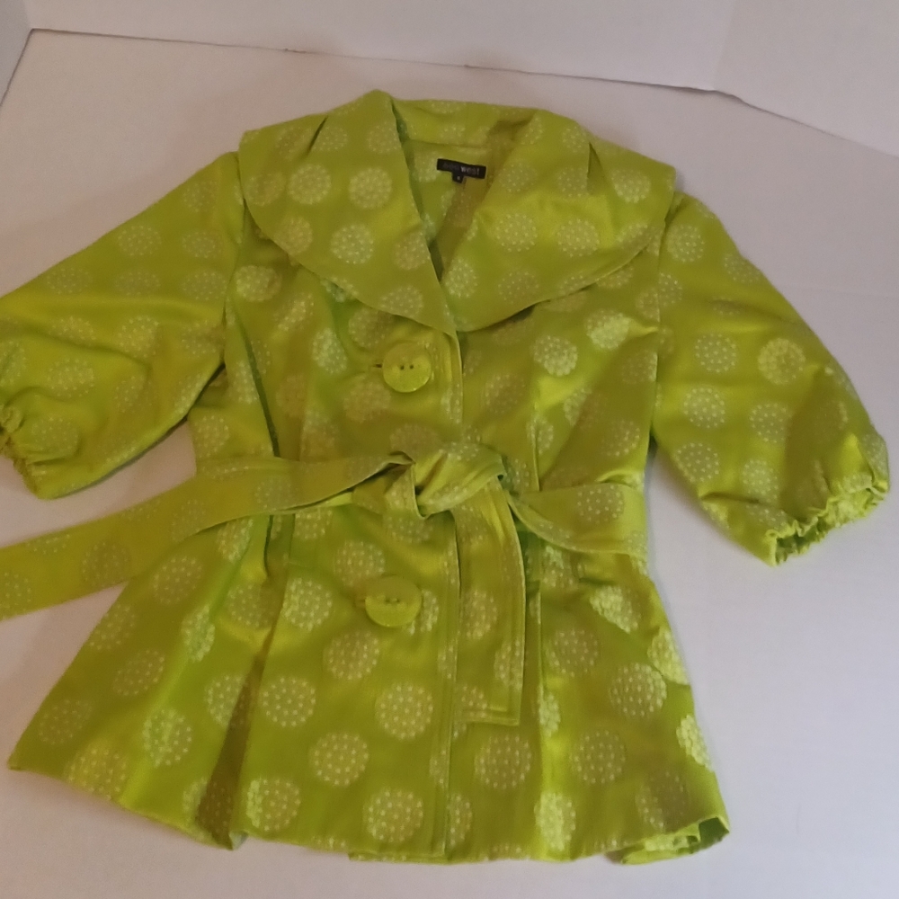 600 West Jacket Green with Floral Pattern and Puff Sleeves Size Small‎